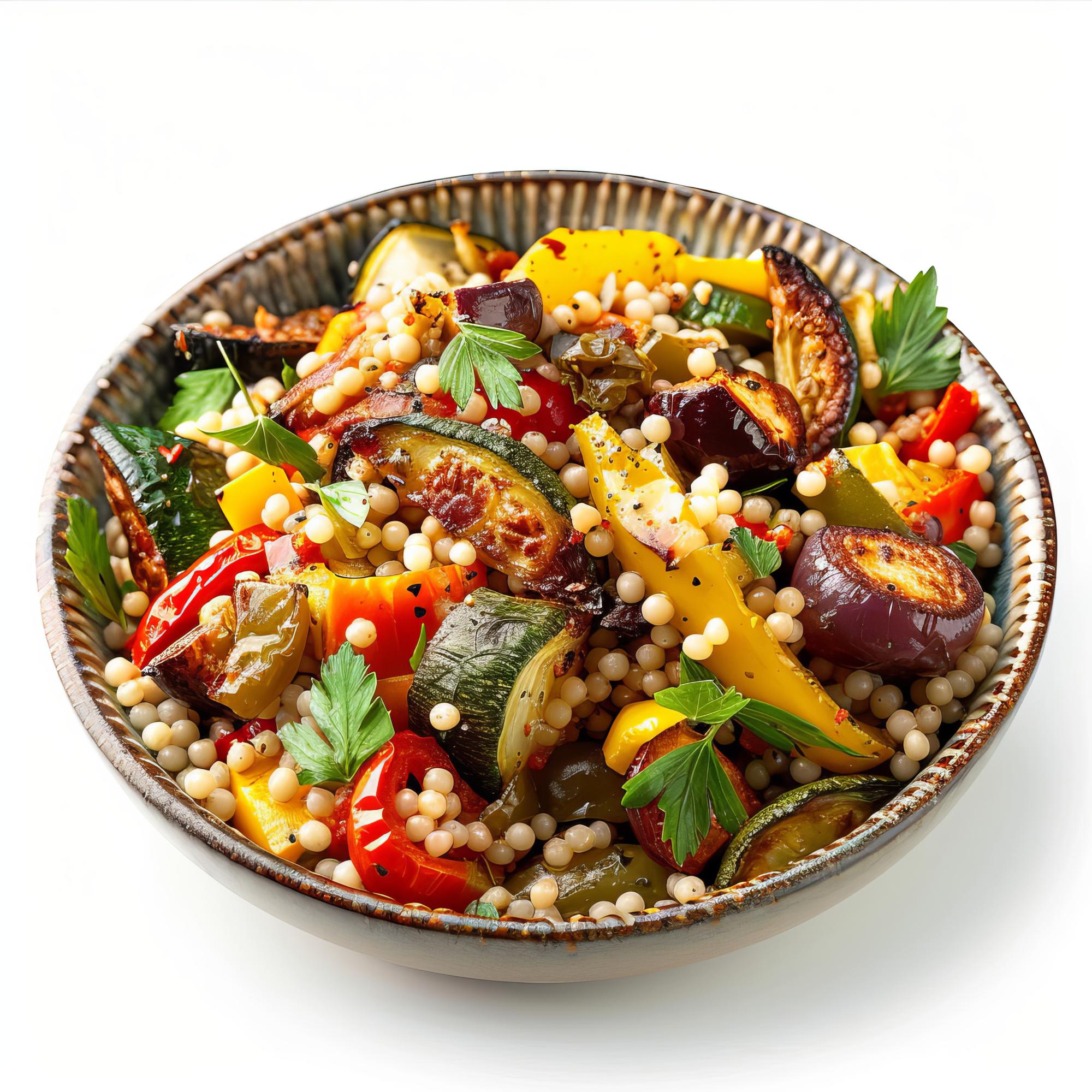 Tray of roasted vegetables and grain bowls